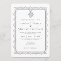 Faire-part de mariage géométrique de hamsa moderne