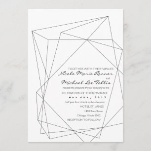 Faire-part de mariage géométrique de pierre gemme