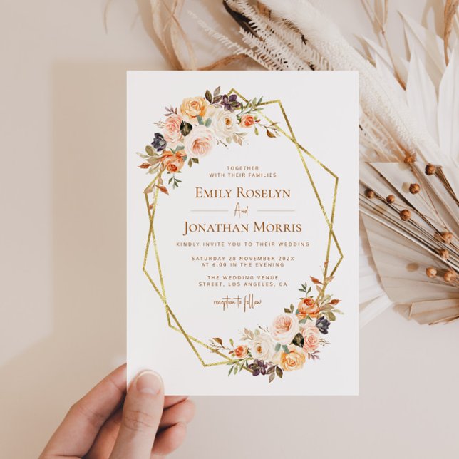 faire-part de mariage géométrique de terre à fleur (Créateur téléchargé)