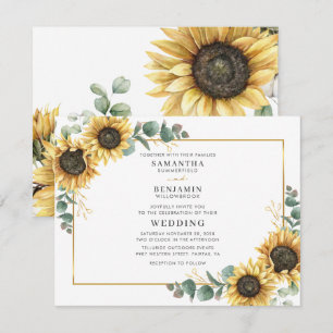 Faire-part de mariage géométrique de tournesol