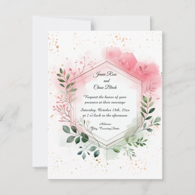 Faire-part de mariage géométrique des fils de feui (Devant)