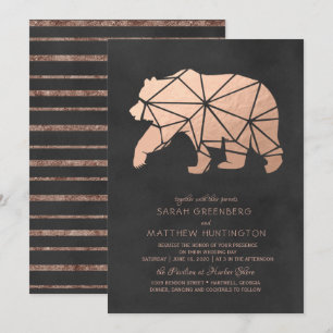Faire-part de mariage géométrique d'ours de