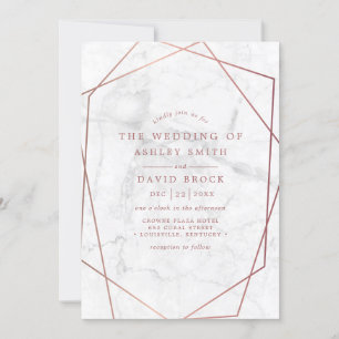 Faire-part de mariage géométrique en marbre et or 