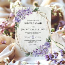Faire-part de mariage géométrique floral violet li