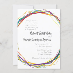 Faire-part de mariage géométrique Rainbow moderne