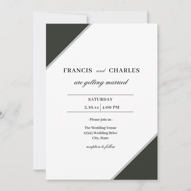 Faire-part de mariage géométrique simple et élégan (Devant)