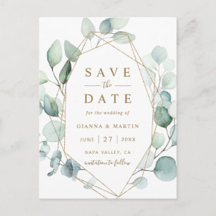 Faire-part de mariage géométrique vert écriture do