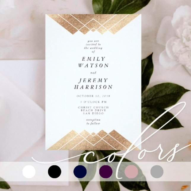 Faire-part de mariage géométrique White Gold Gatsb (Créateur téléchargé)