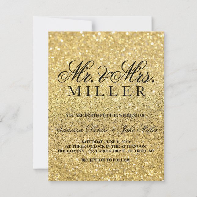 Faire-part de mariage - Glam or (Devant)