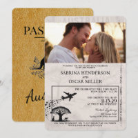 Faire-part de mariage Gold Australia Passport