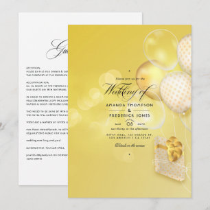 Faire-part de mariage Gold Bokeh Balloons