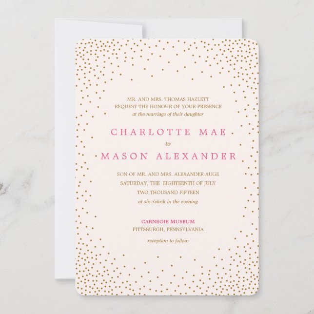 FAIRE-PART DE MARIAGE GOLD CONFETTI (Devant)