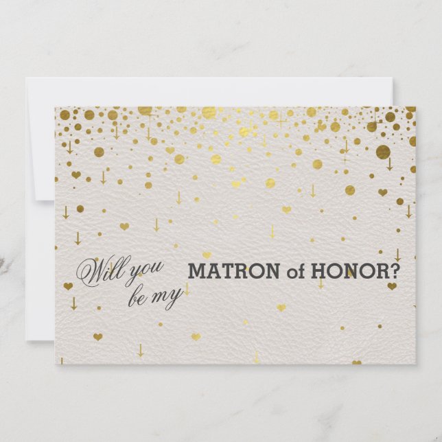 Faire-part de mariage | Gold Confetti Matron d'hon (Devant)