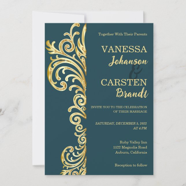 Faire-part de mariage Gold Crest (Devant)