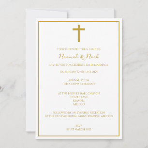 Faire-part de mariage Gold Cross minimal