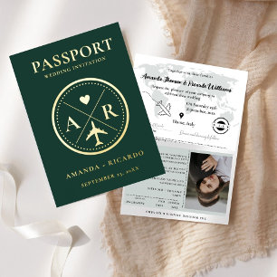 Faire-part de mariage Gold & Emerald Green Passpor