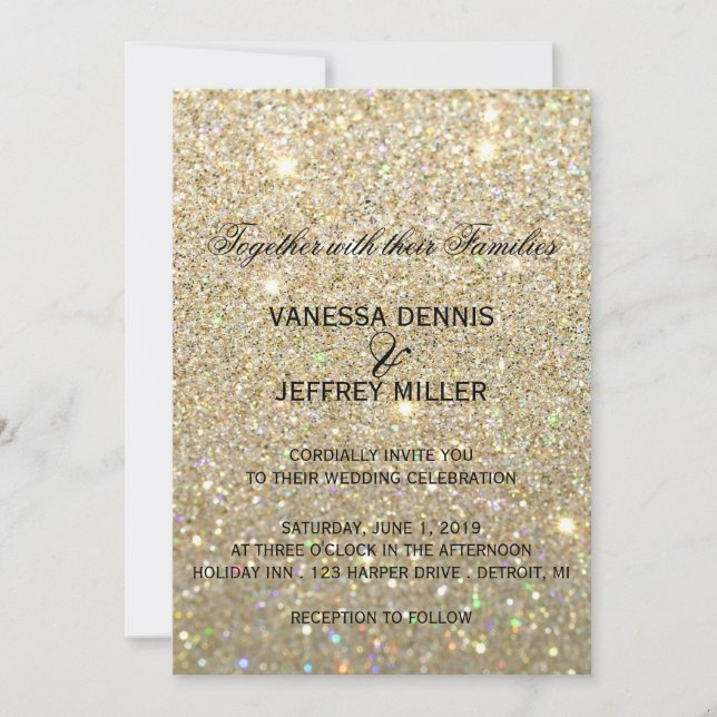 Faire-part de mariage - Gold Glit Fab & Two (Devant)