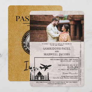 Faire-part de mariage Gold India Passport