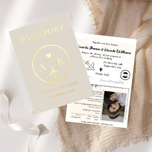 Faire-part de mariage Gold & Ivory Passport