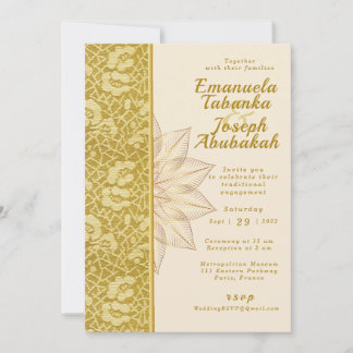 Faire-part de mariage Gold Kente avec détails sur 