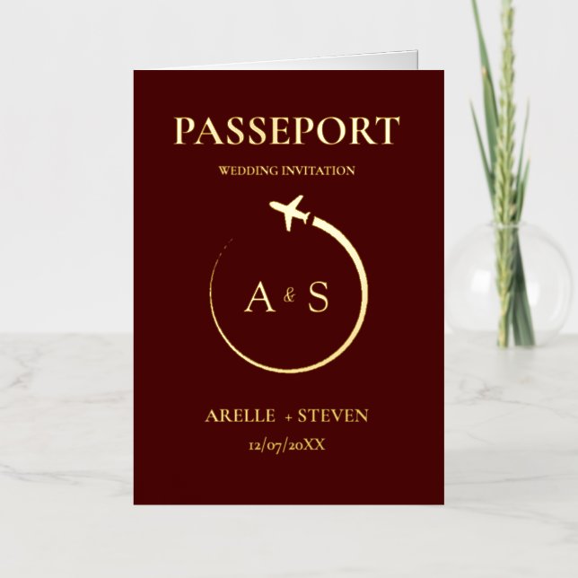 Faire-part de mariage Gold Passport (Recto)