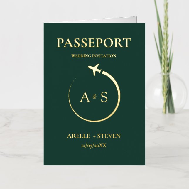 Faire-part de mariage Gold Passport (Recto)