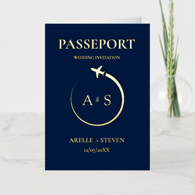 Faire-part de mariage Gold Passport (Recto)