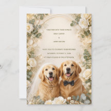 Faire-part de mariage Golden Retriever | Élégant 3