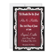 Faire-part de mariage goth en noir et rouge