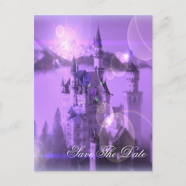 faire-part de mariage gothique château pourpre sav (Devant)