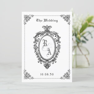 Faire-part de mariage gothique classique noir et b