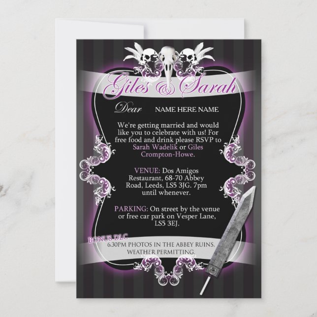 Faire-part de mariage gothique - Commission (Devant)