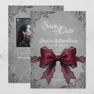 Faire-part de mariage gothique coquette bordeaux