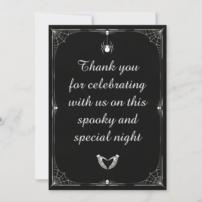 Faire-part de mariage gothique d'Halloween noir et (Dos)