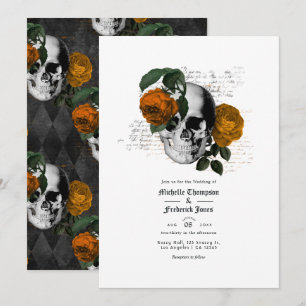 Faire-part de mariage gothique du crâne floral ora