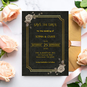 Faire-part de mariage gothique élégant Dark Academ