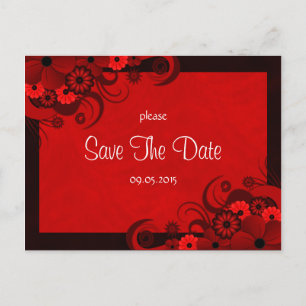 Faire-part de mariage gothique floral rouge foncé