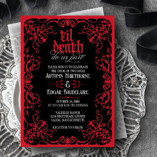 Faire-part de mariage gothique jusqu'à la mort rou