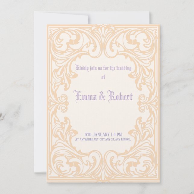 Faire-part de mariage gothique minimale (Devant)
