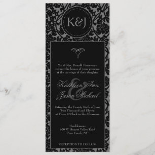 Faire-part de mariage gothique noir et gris