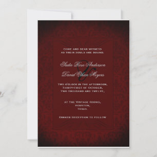 Faire-part de mariage gothique noir et rouge