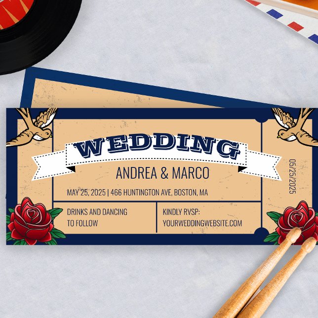 Faire-part de mariage gothique Rockabilly Tattoo (Créateur téléchargé)