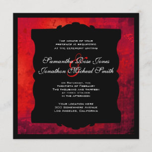 Faire-part de mariage gothique rouge affligé