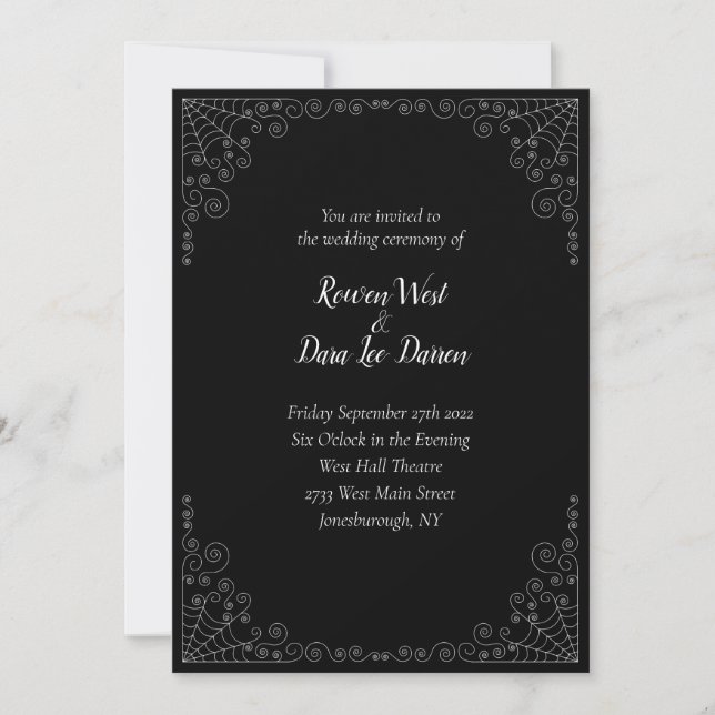 Faire-part de mariage gothique Spider Web (Devant)