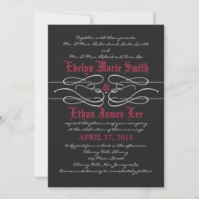 Faire-part de mariage gothique Swirl (Devant)