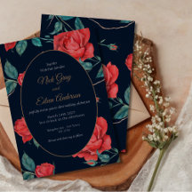 Faire-part de mariage gothique vintage de rose rou