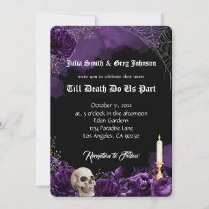 Faire-part de mariage gothique violet et noir