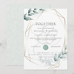Faire-part de mariage   Grayed Jade Green Botanica