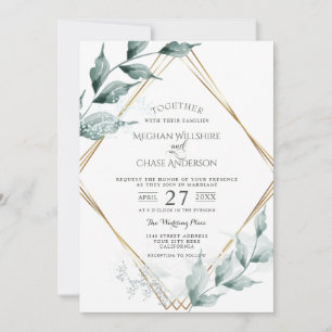 Faire-part de mariage   Grayed Jade Green Botanica