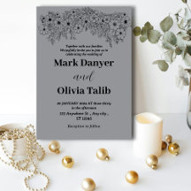 Faire-part de mariage gris / design simple et roma